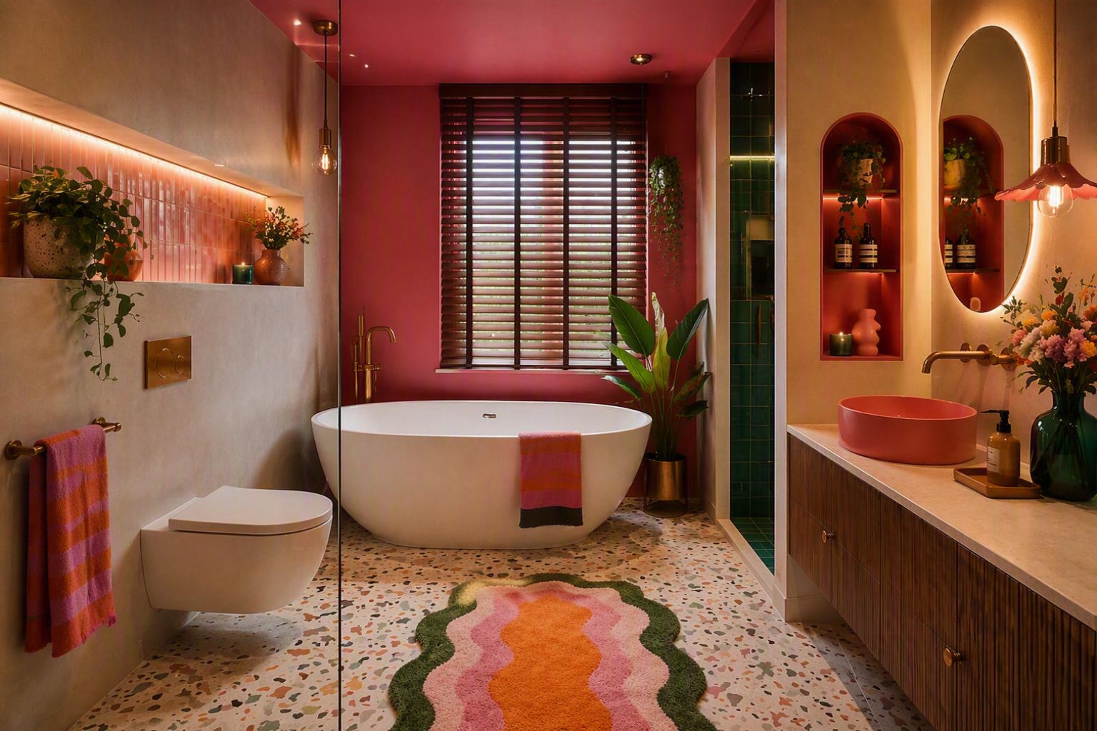 Kleurrijke badkamer met terrazzo details