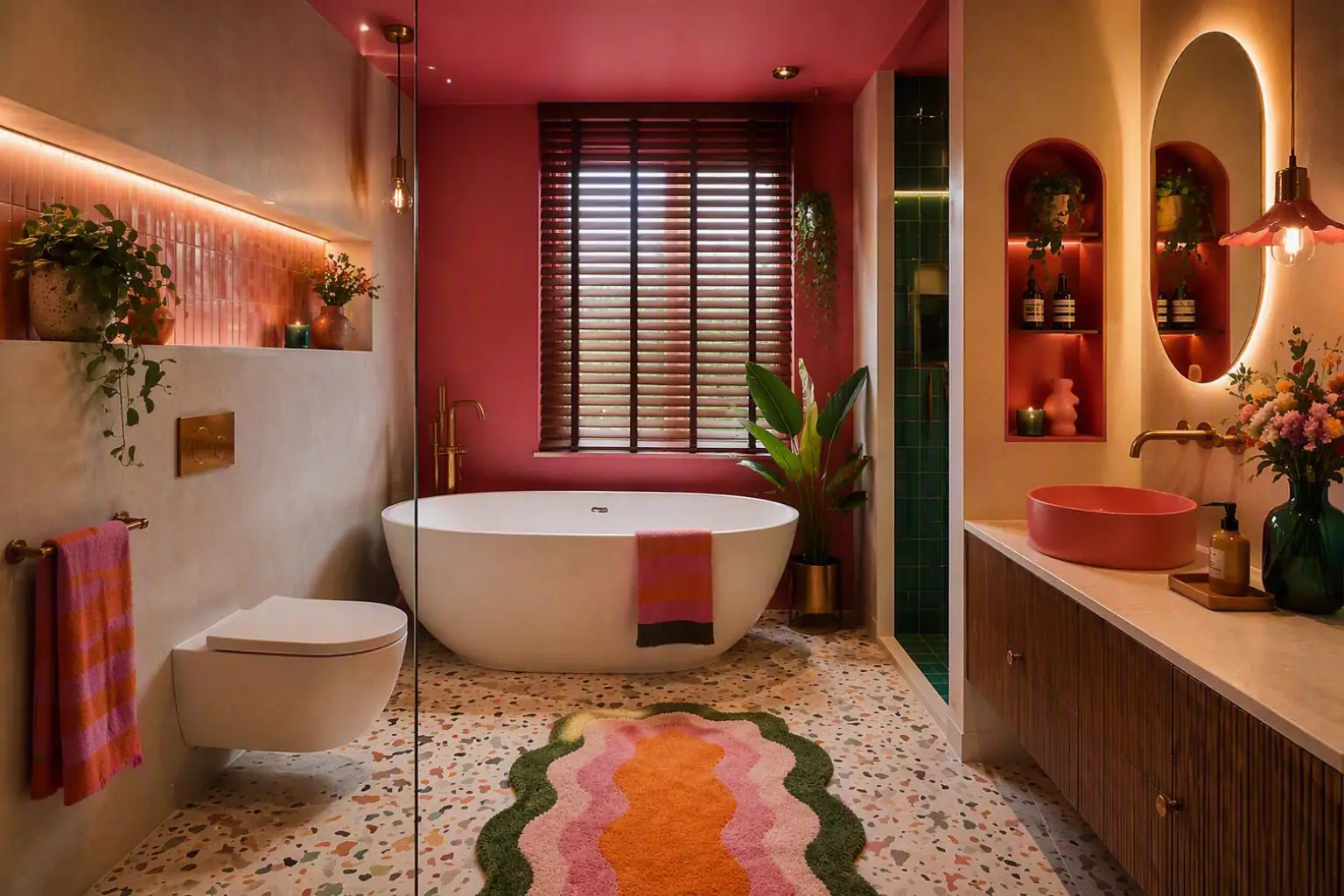 Kleurrijke badkamer met terrazzo details
